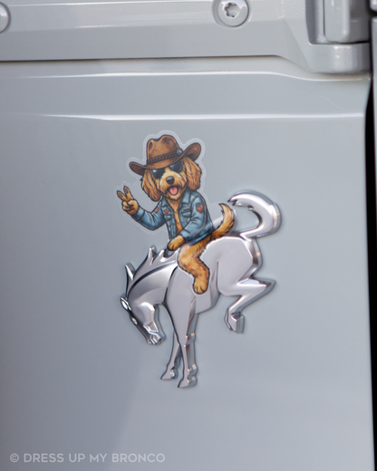 Howdy Doodle — Bronco Emblem Vinyl Decal (Woof Edition)