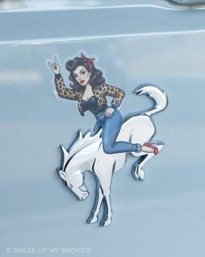 Hot Shot Bombshell — Bronco Rear Emblem Vinyl Decal (Pin-Up Edition)