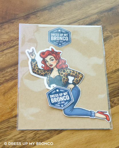 Red Hot Bombshell — Bronco Rear Emblem Vinyl Decal (Pin-Up Edition)