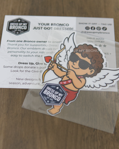 Cupid on Cruise Control  — Bronco Emblem Vinyl Decal (Valentine’s Edition)
