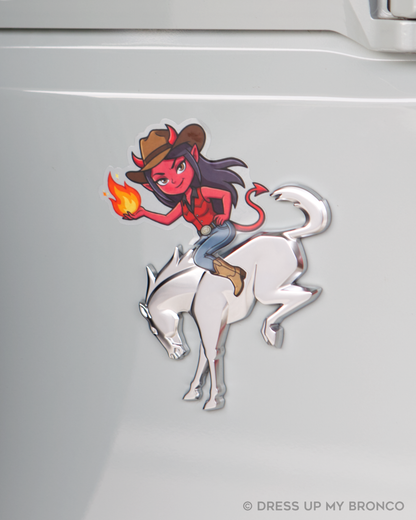 😈🤠 Buckin Bad — Bronco Emblem Vinyl Decal (Cowgirl Edition)