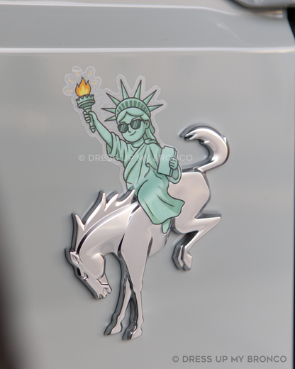 🗽✨ Lady Liberty Slays — Bronco Emblem Vinyl Decal (4th of July Edition)