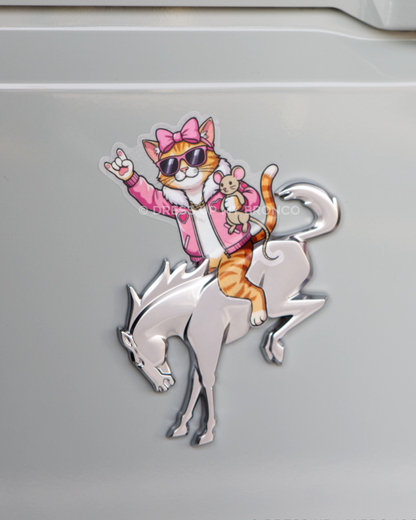 Ride or Meow — Bronco Emblem Vinyl Decal (Meow Edition)