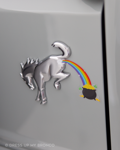 🍀🌈 Shamrock Bronco Rainbow Only — Bronco Emblem Vinyl Decal (St. Patty’s Day Edition)