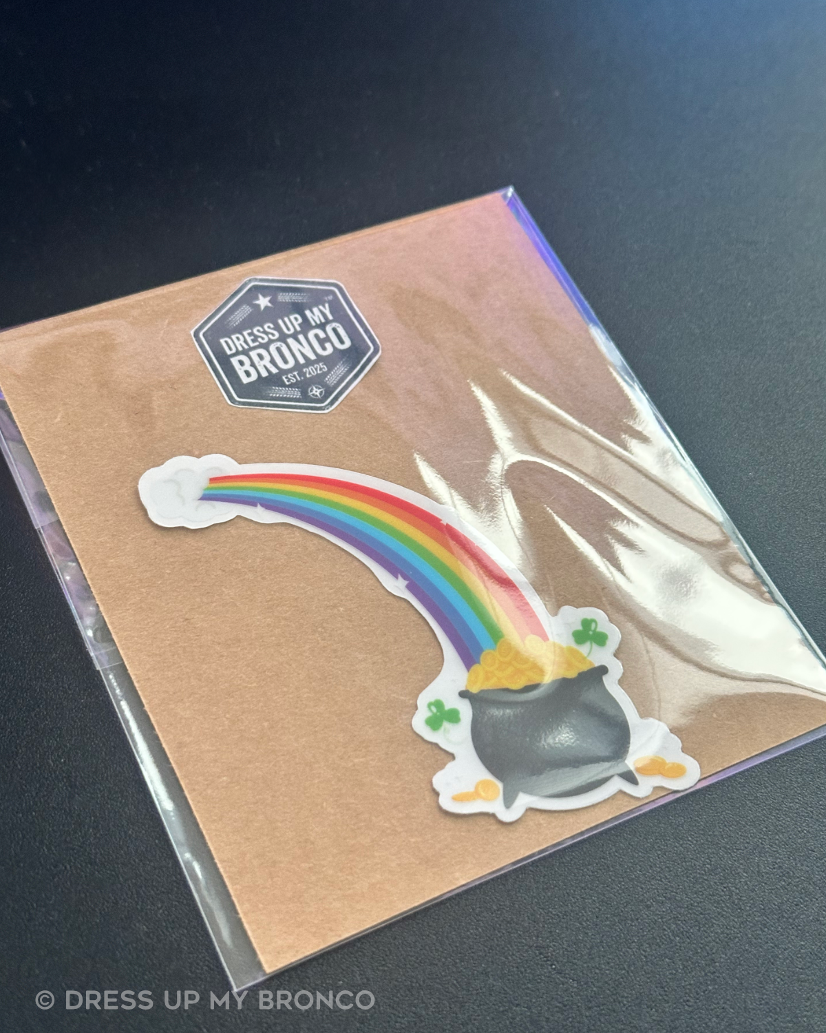 🍀🌈 Shamrock Bronco Rainbow Only — Bronco Emblem Vinyl Decal (St. Patty’s Day Edition)